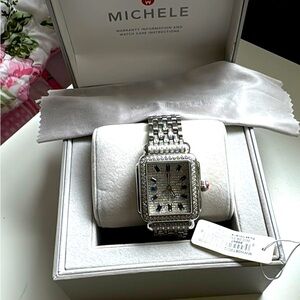 Limited Edition Deco Stainless Steel Sapphire and Pave Diamond Watch